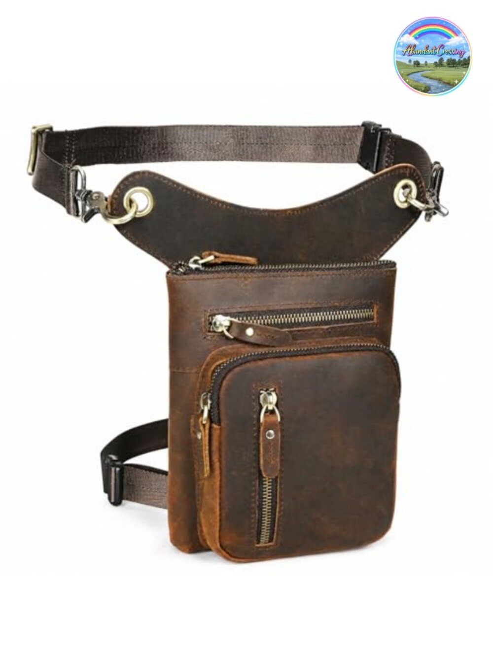 Water Resistant Canvas Leather Motorcycle Fanny Waist Pack Drop Leg Thigh Bag